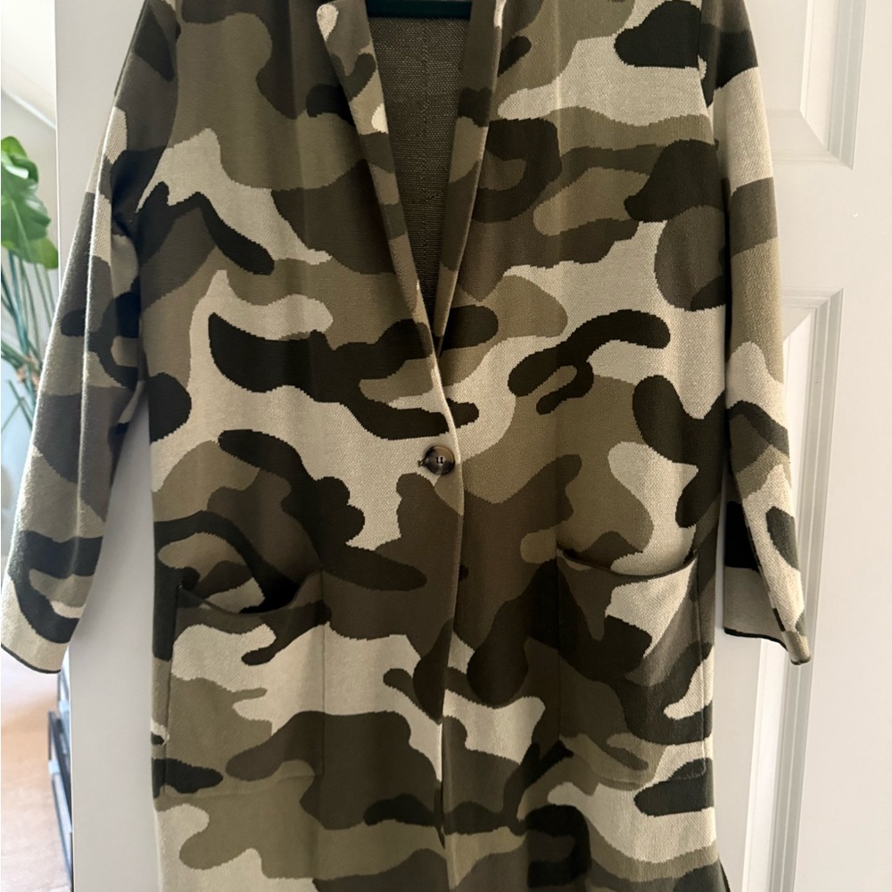 Camouflage Button-Up Coat